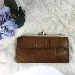 Vintage Di Lido Ranchero Cowhide Leather Kisslock Clutch Wallet Checkbook Bag